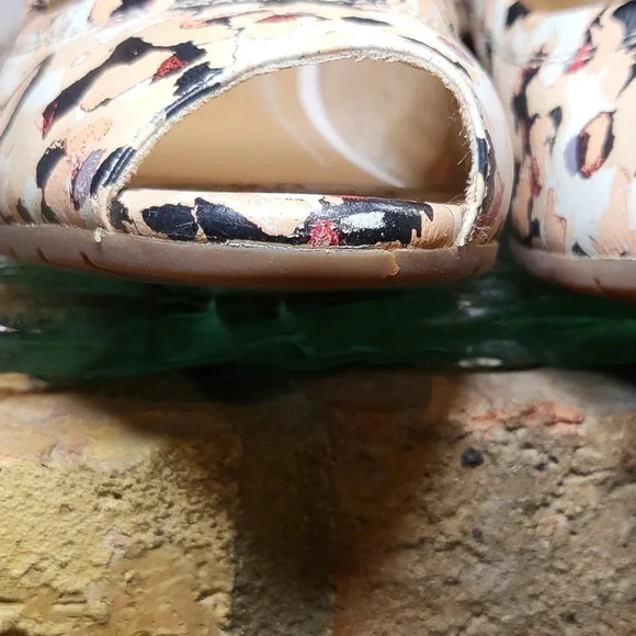 Clarks Open Toe Wedge Heel Pink Black Floral Wmns Size 6 - Picture 3 of 13